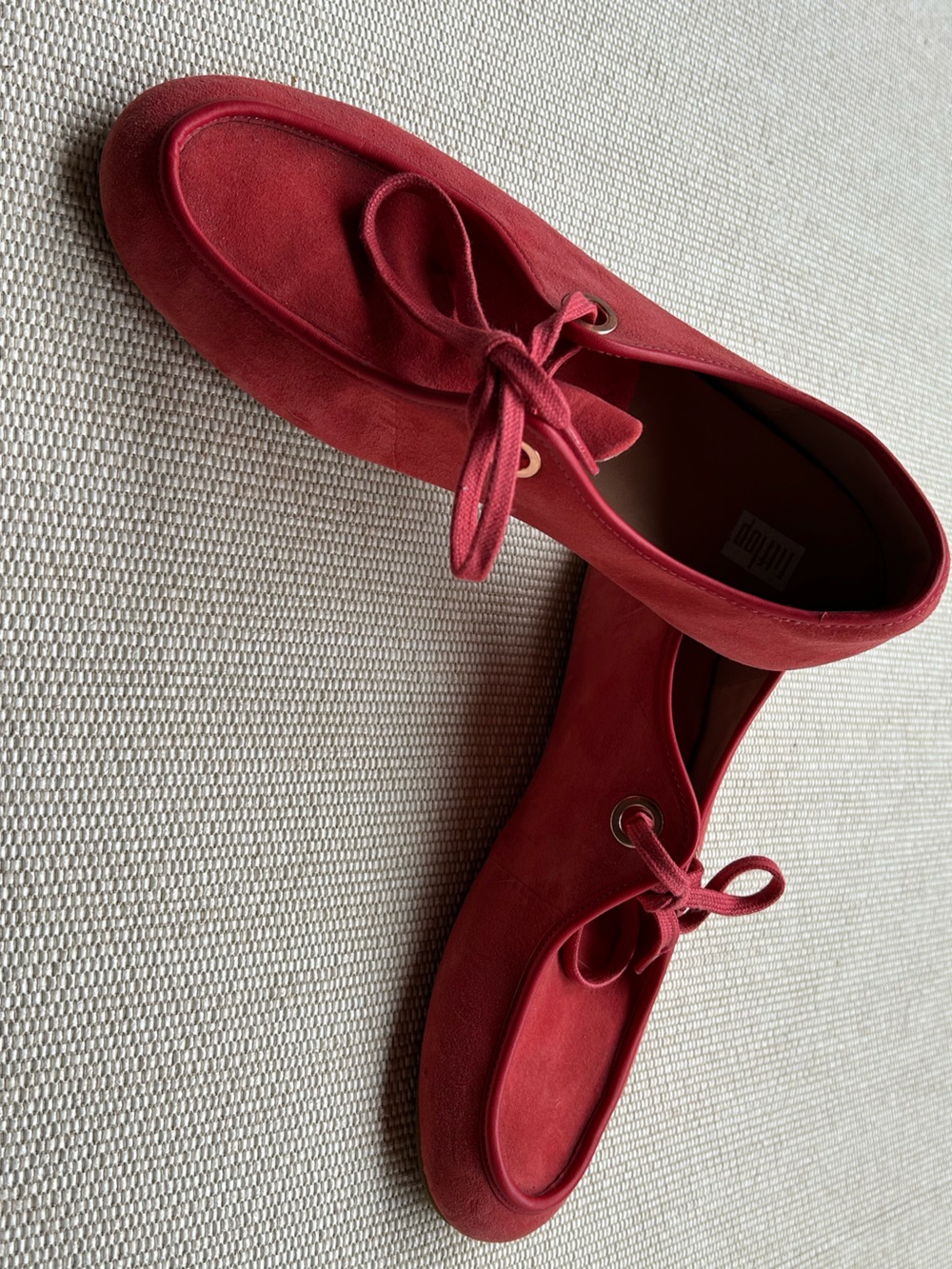 Fitflop Red Suede Bow Tie Loafers